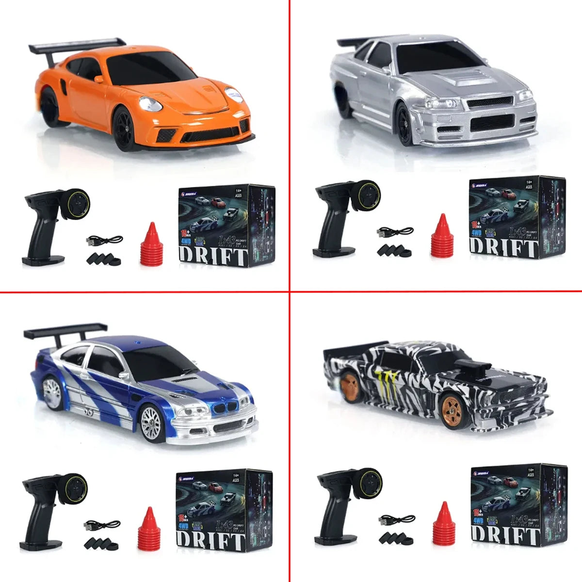 2.4G RC Drift Car 1/43 Remote Control High Speed Four Wheel Drive Racing Car