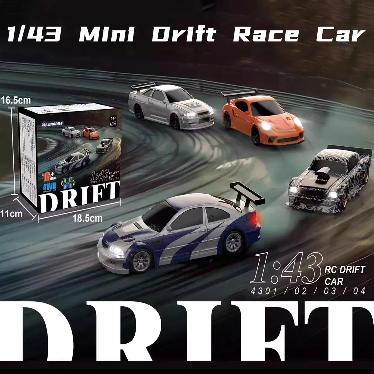 2.4G RC Drift Car 1/43 Remote Control High Speed Four Wheel Drive Racing Car